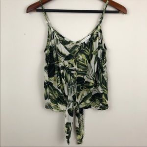 H&M Tie-Front Crop Top w/ Tropical Leaf Print